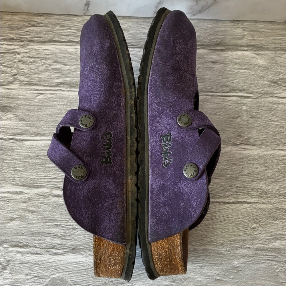 Birkenstock Birki's Dorian Purple Leather Crisscross Clogs Size 36 - Picture 4 of 13